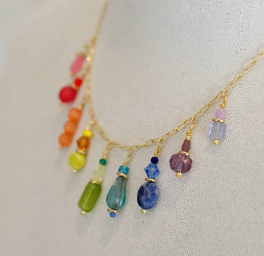 Charm Necklace; Rainbow Mosaic By Jill Makes