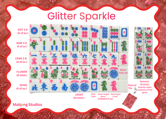 Mahjong Studios Glitter Sparkle Mahjong Tile Set | 166 Tiles Pink Bundle
