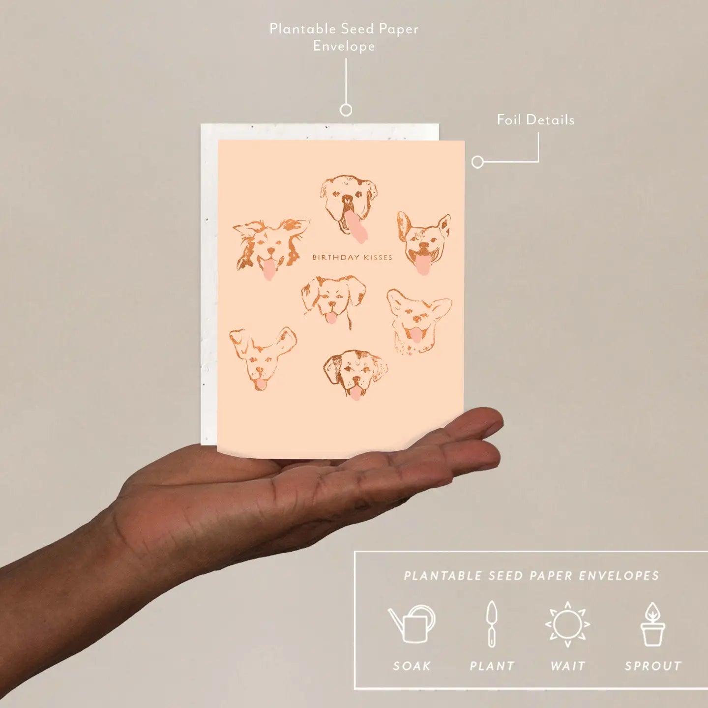 Seedlings Birthday Card; Dog Kisses (Plantable Envelope)