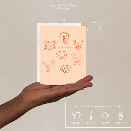 Seedlings Birthday Card; Dog Kisses (Plantable Envelope)