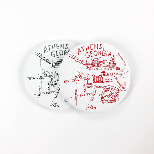 Magnet; Athens, Georgia Red and Black Map Magnet (Red) By Natty Michelle Paperie