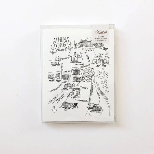 Greeting Card; Athens, Georgia UGA Campus Map By Natty Michelle Paperie