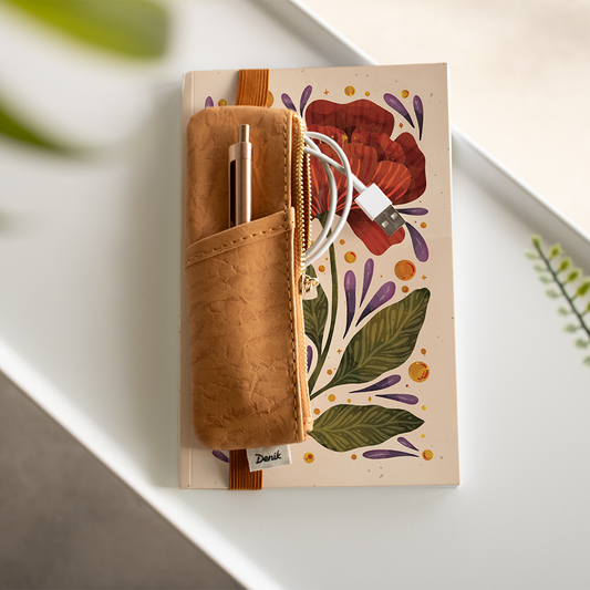 Notebook Pouch; Caramel Crinkle (Vegan Leather)