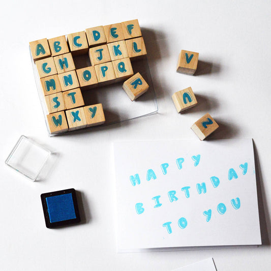 Stamp Kit; Alphabet (With Blue Neon Ink)