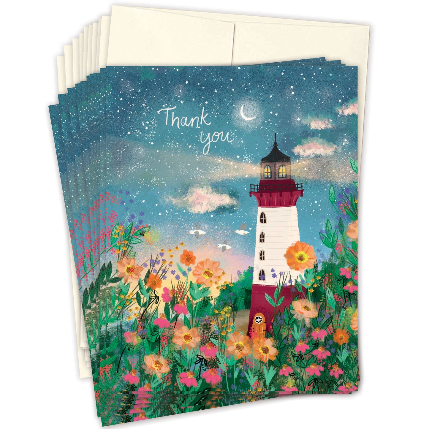 Boxed Notecards; Lighthouse Thank You (Set Of 10)