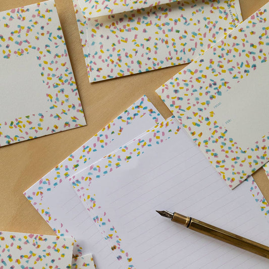 Letter Writing Set; Confetti By Botanica Paper Co. (12 Letters + 6 Envelopes)