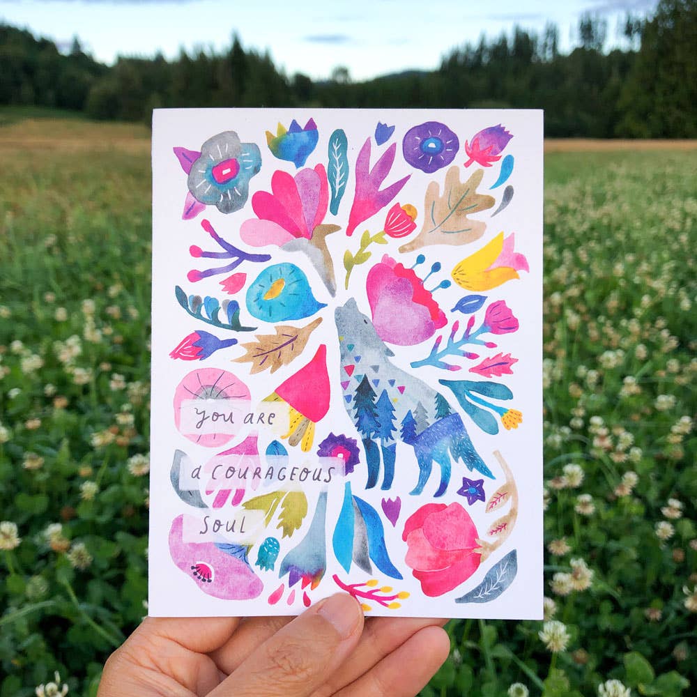 Encouragement Card; Courageous Soul Coyote | Honeyberry Studios