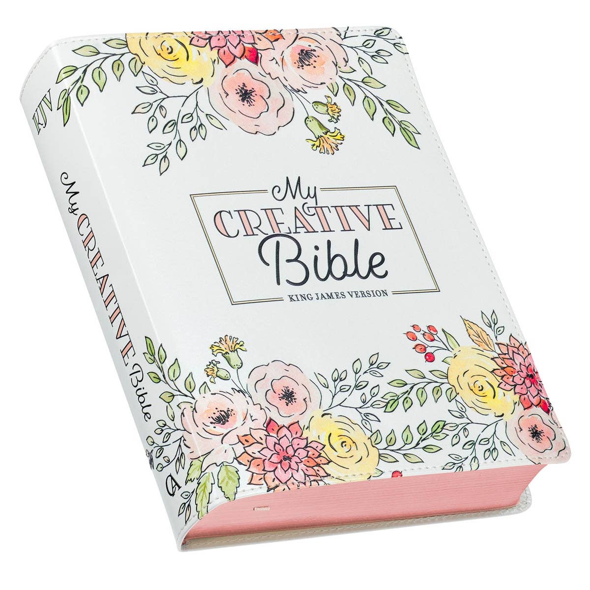 KJV My Creative Bible; Faux Leather White Floral Printed