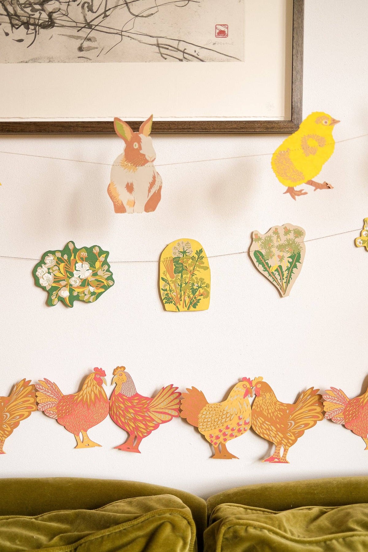 Sewn Garland; Chickens Concertina