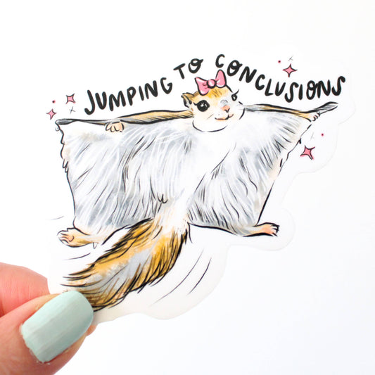 Vinyl Sticker; Jumping To Conclusions Squirrel