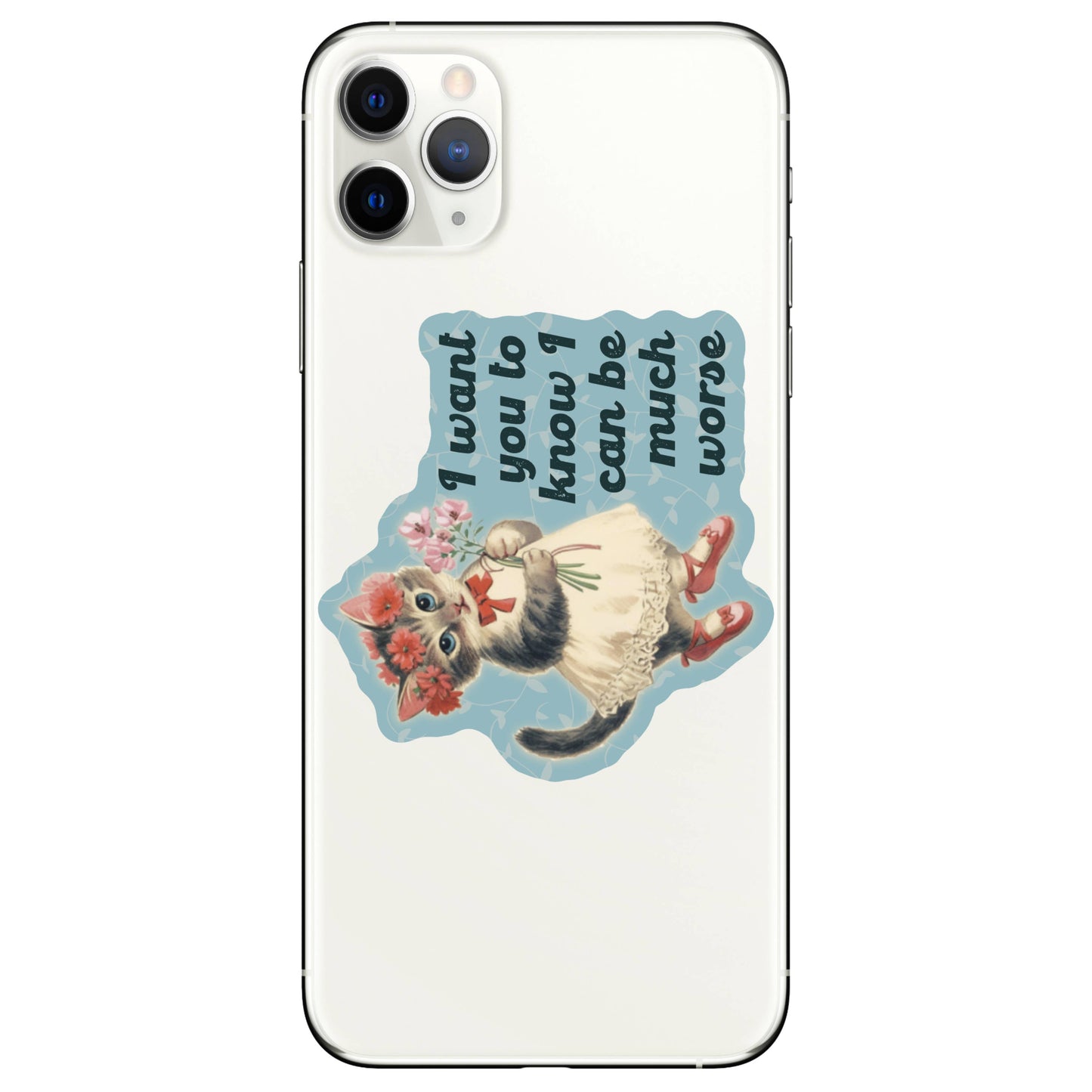 Vinyl Sticker; Fiesty Kitty (Funny Retro Cat)