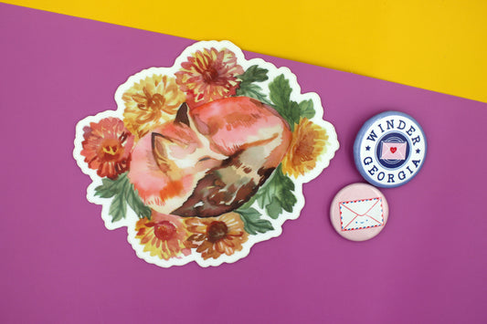 Vinyl Sticker; Sleeping Fox - Made By Shellie