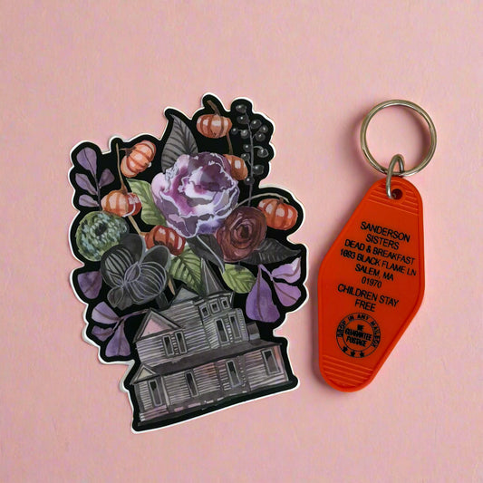 Vinyl Sticker; Floral Haunted House - Made By Shellie