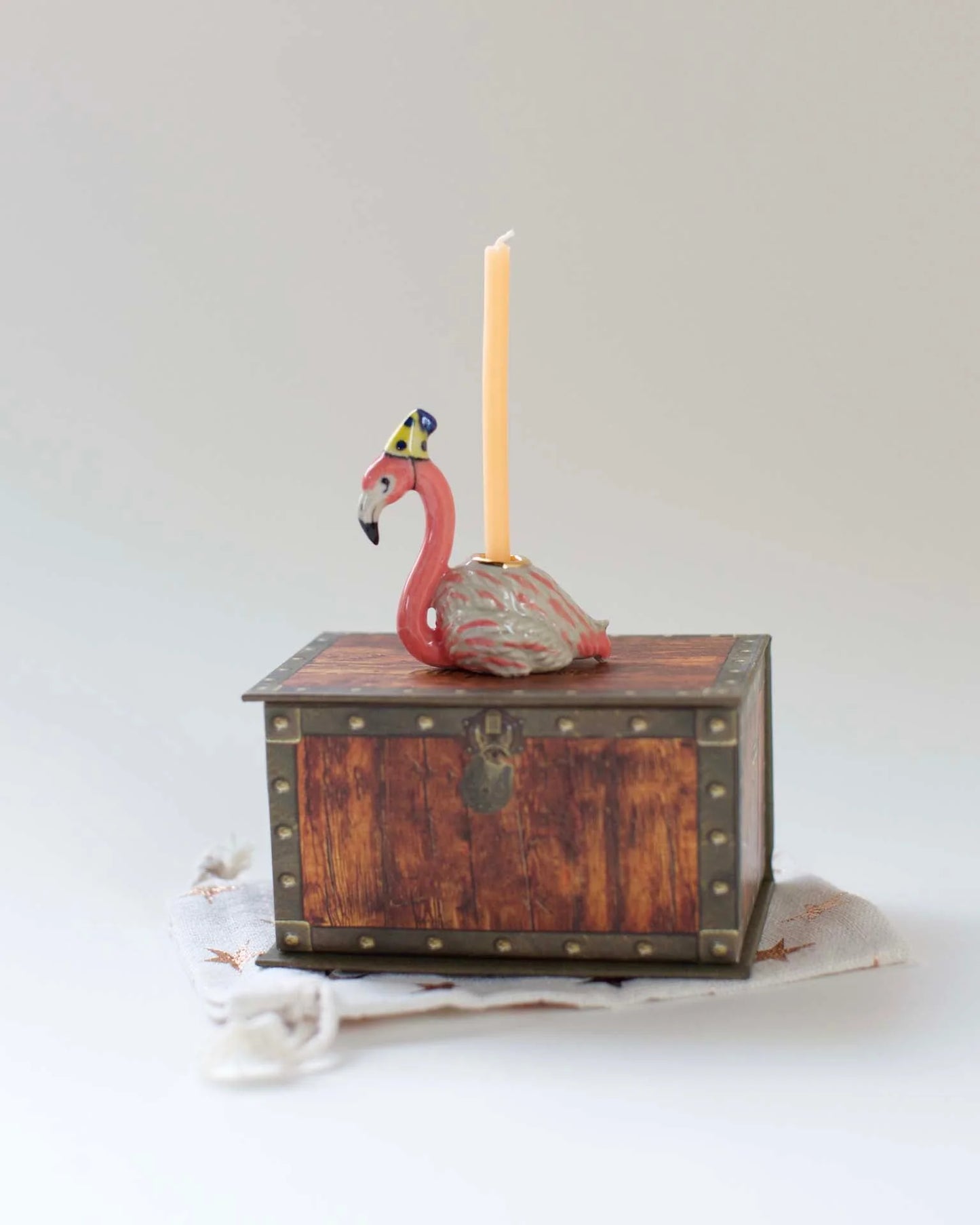 Camp Hollow Cake Topper; Flamingo (Hand-Painted Porcelain)