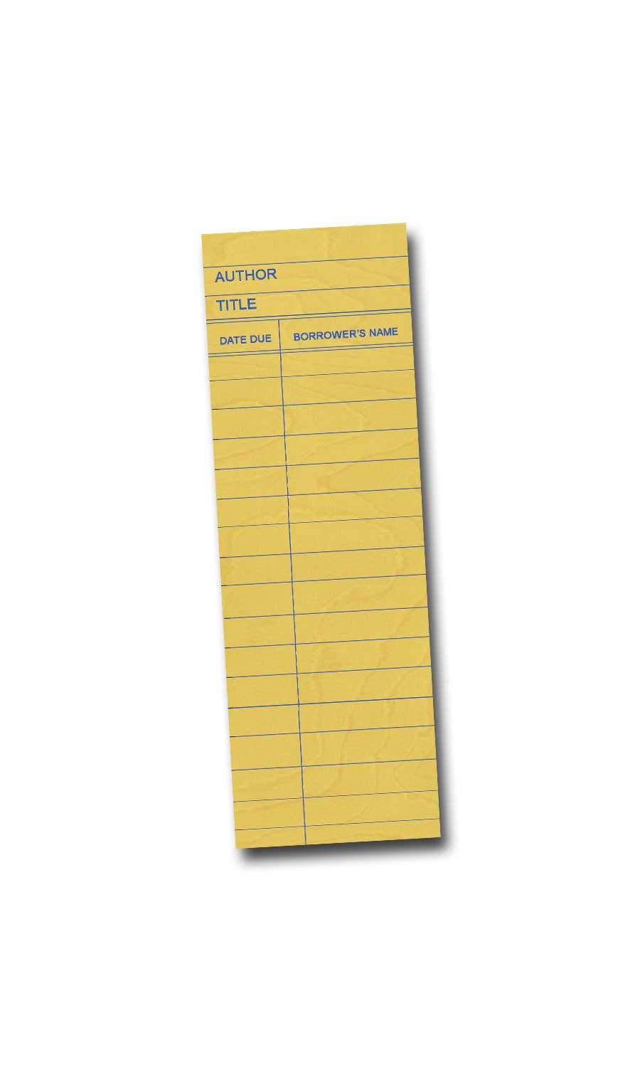 Wood Bookmark; Yellow Library Card