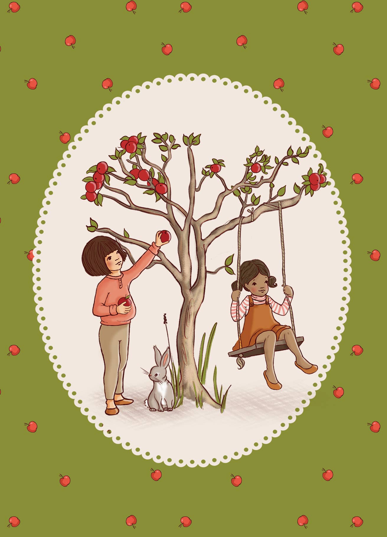 Belle & Boo Ltd Postcard; Picking Apples (Vintage Colors)