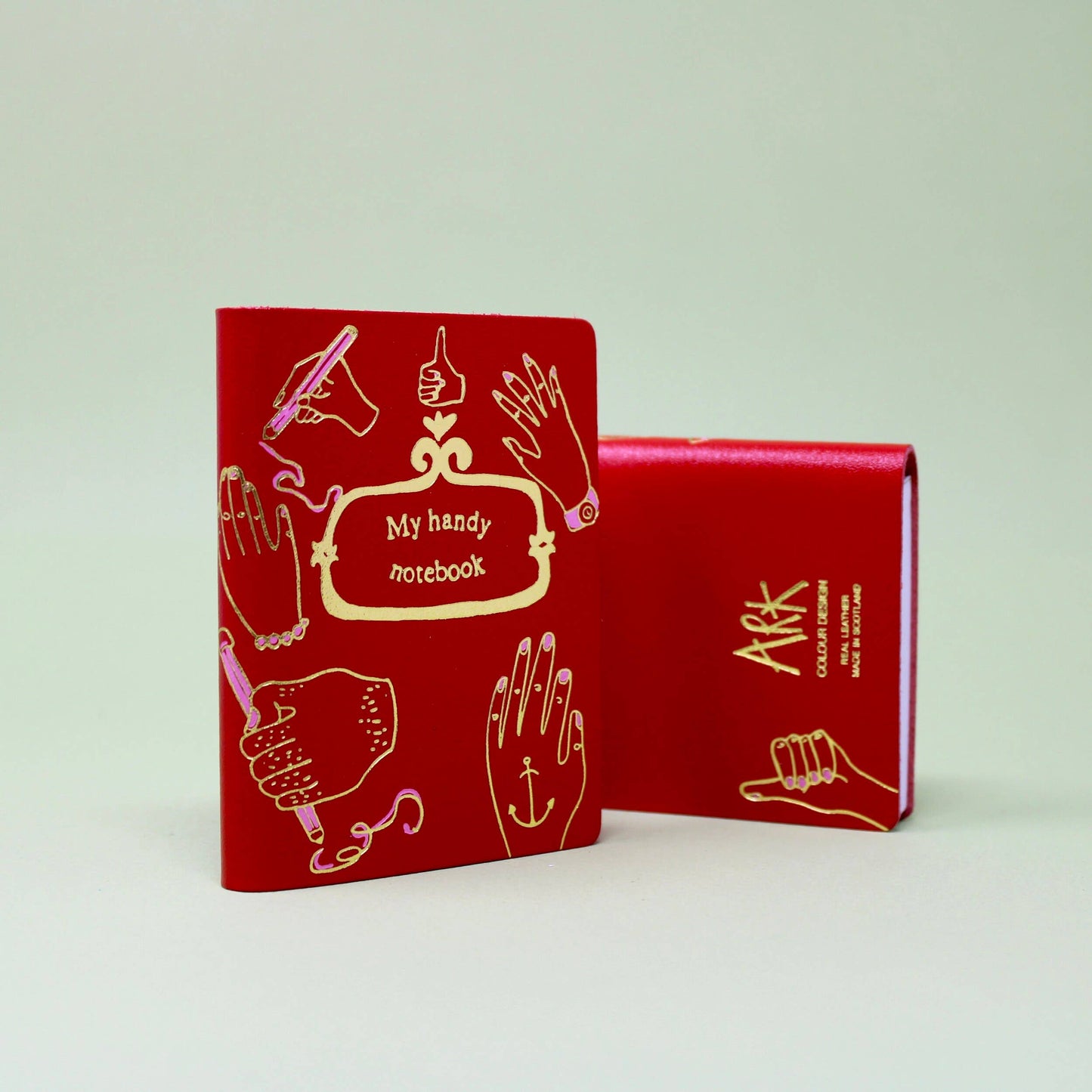 Leather Mini Journal; Illustrated Midi (Red with Gold Foil) By Ark Colour Design