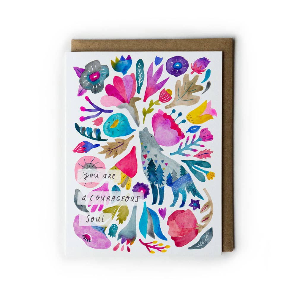 Encouragement Card; Courageous Soul Coyote | Honeyberry Studios
