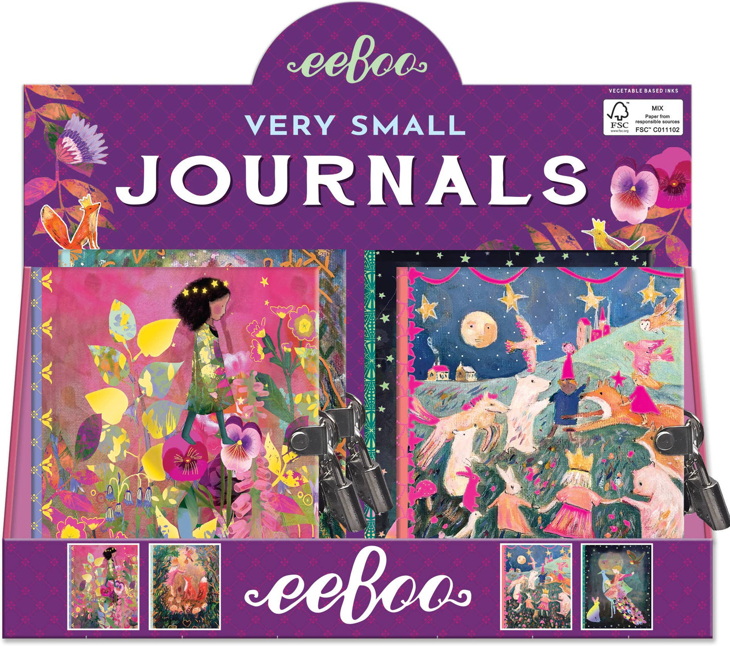 Eeboo Very Small Journal; Claire Assortment (Lock Journal)