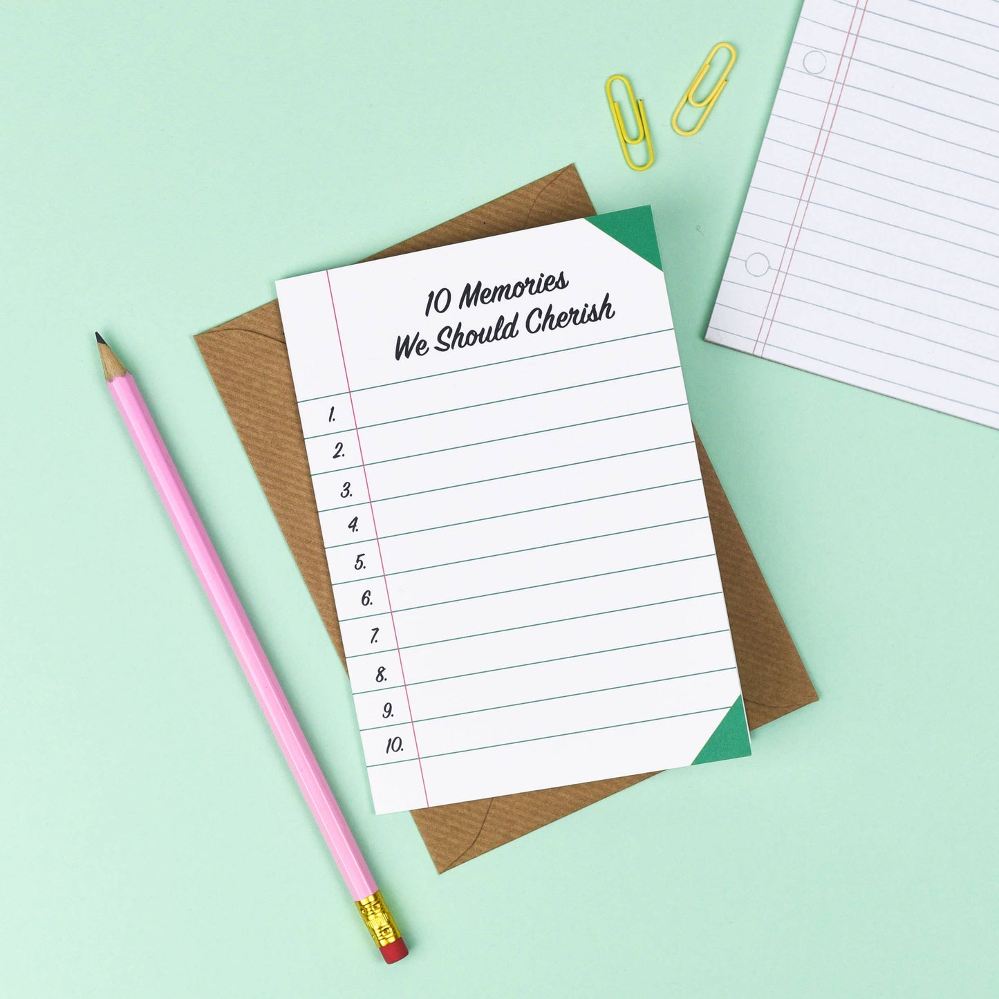 Thinking of You Card; 10 Memories List