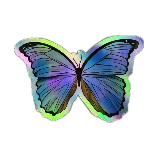 Vinyl Sticker; Holographic Blue Butterfly