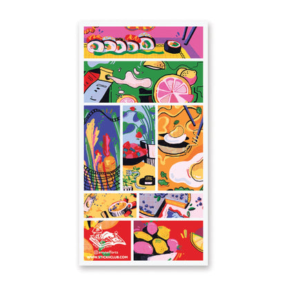 Stickii Sticker Sheet; Neon Foods