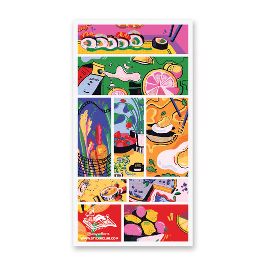 Stickii Sticker Sheet; Neon Foods