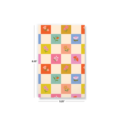 Journal Notebook; Petals and Checkers (Layflat Binding)