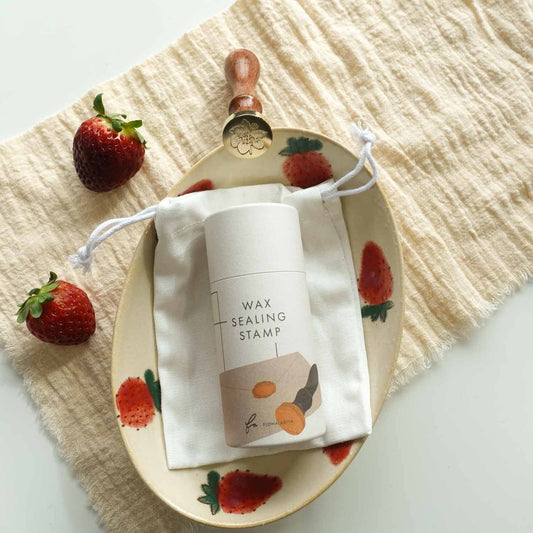 Wax Seal Stamp; Strawberry (With Handle, Gift Box, & Storage Bag)