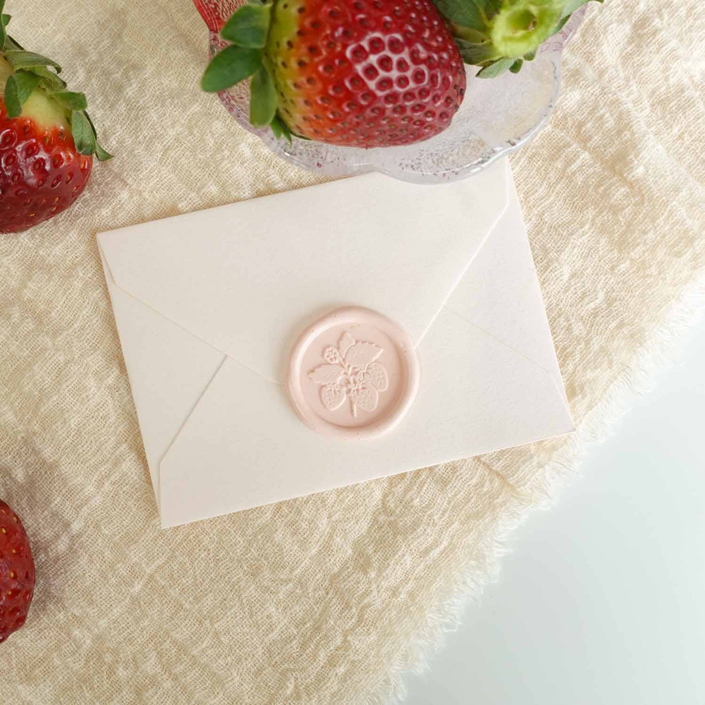 Wax Seal Stamp; Strawberry (With Handle, Gift Box, & Storage Bag)