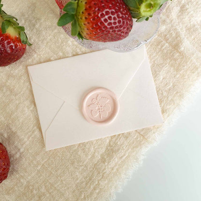 Wax Seal Stamp; Strawberry (With Handle, Gift Box, & Storage Bag)