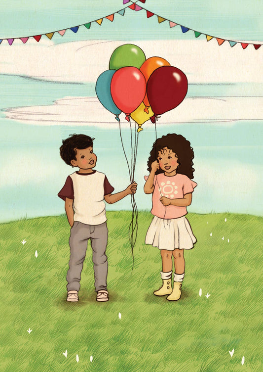 Belle & Boo Ltd Postcard; Fairground Balloons (Vintage Colors)
