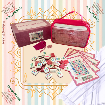Mahjong Studios Glitter Sparkle Mahjong Tile Set | 166 Tiles Pink Bundle