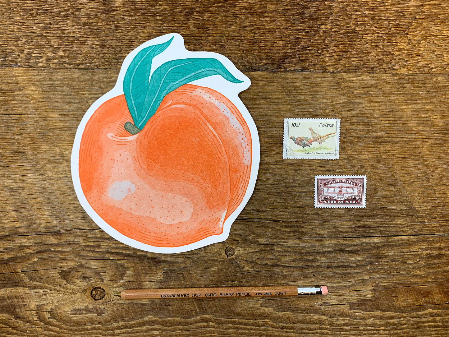 Postcard; Peach (Large Cut-Out)