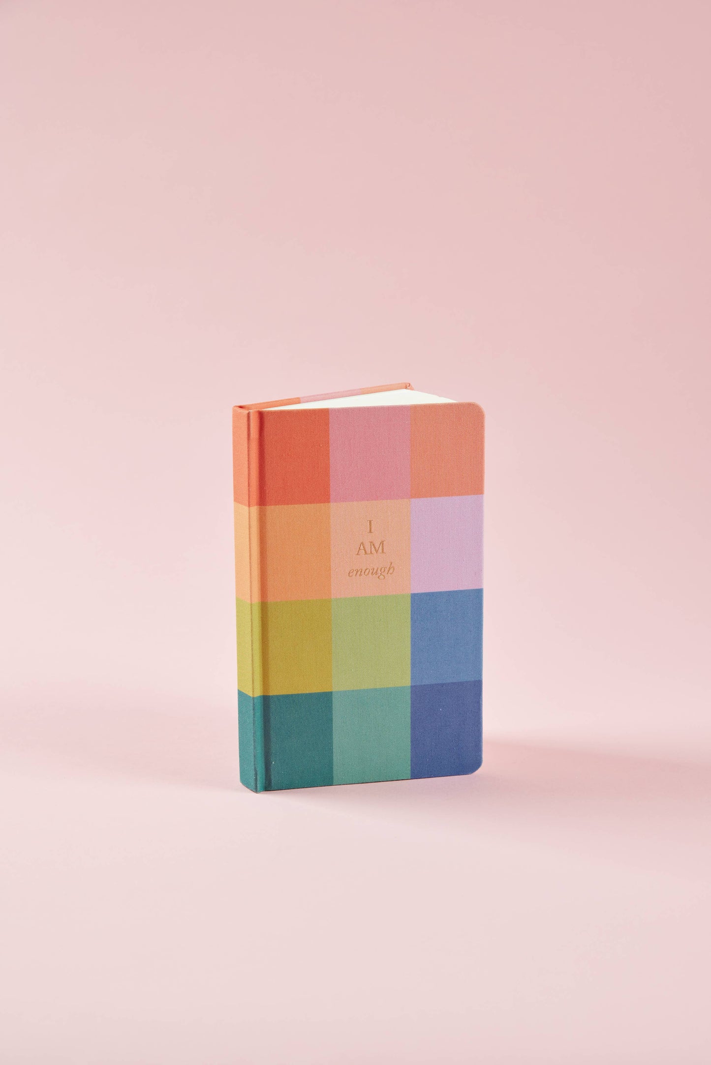 Bookcloth Journal; Rainbow Check I AM Enough