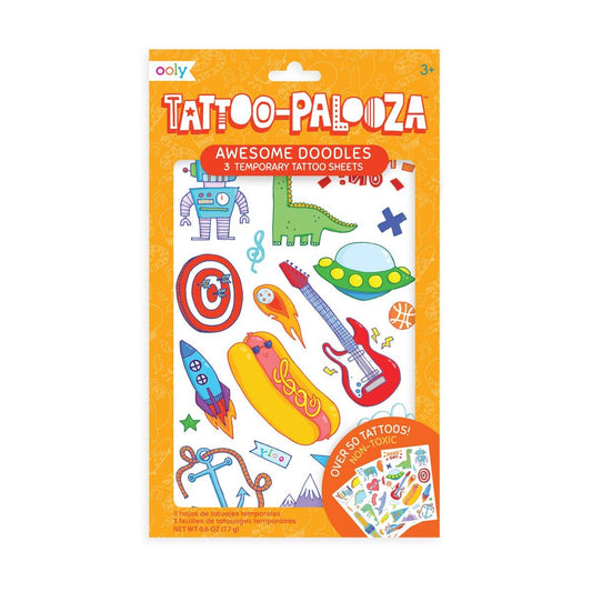 Tattoo Palooza: Temporary Tattoos - Awesome Doodles (3 Sheets)
