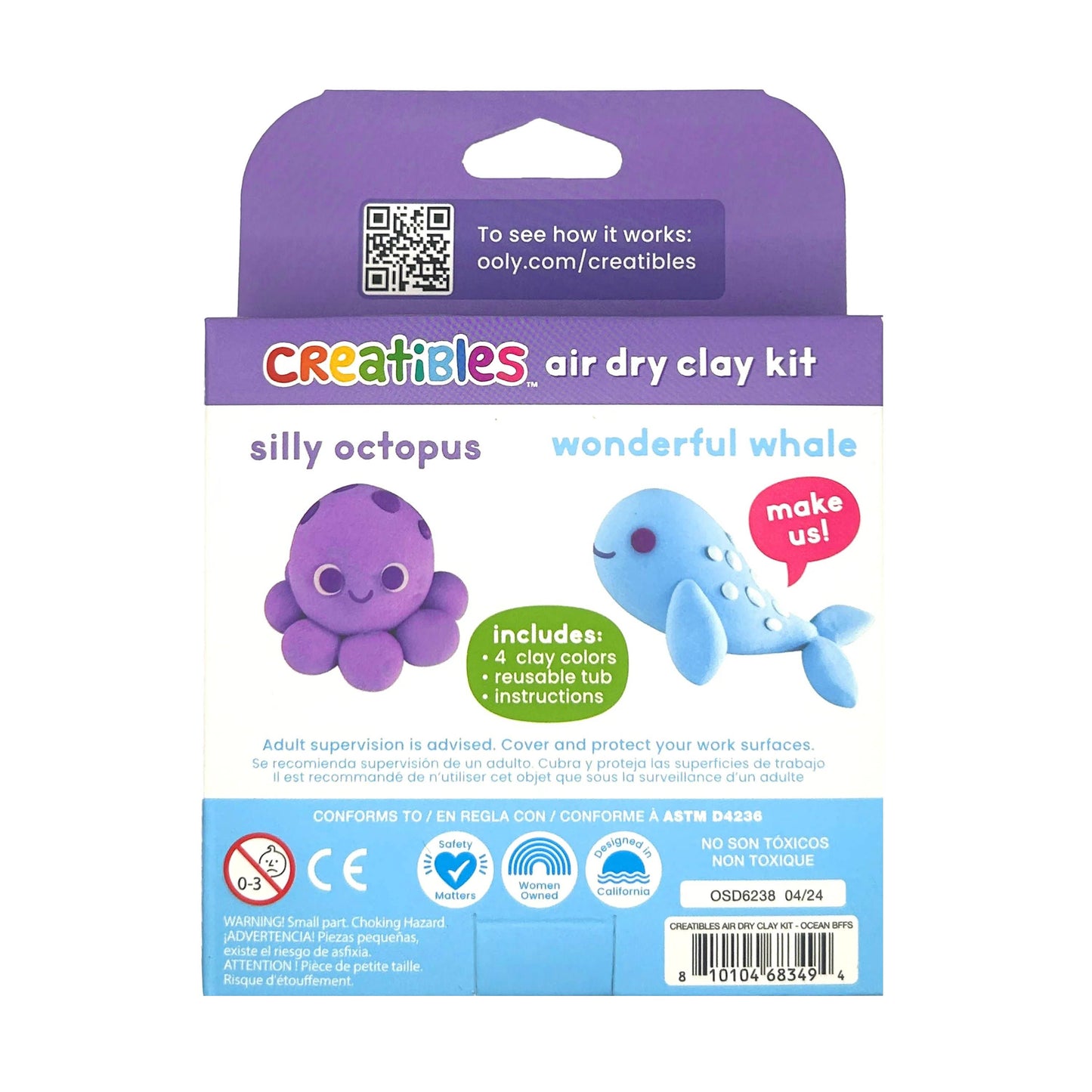 Ooly Creatibles D.I.Y. Air-Dry Clay Kit; Ocean BFFs (Set of 4)