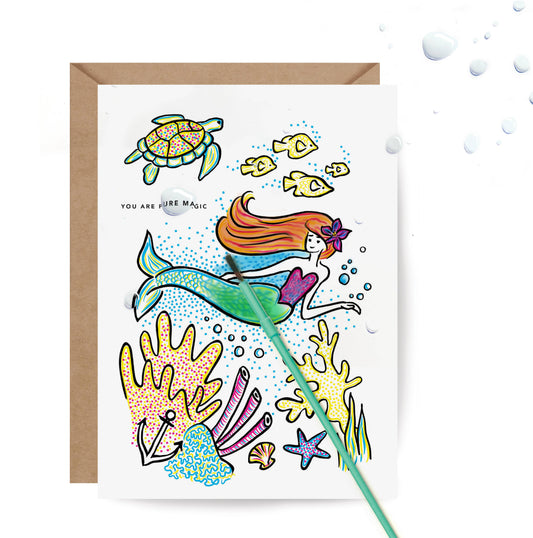 Greeting Card; Mermaid (Paint With Water)
