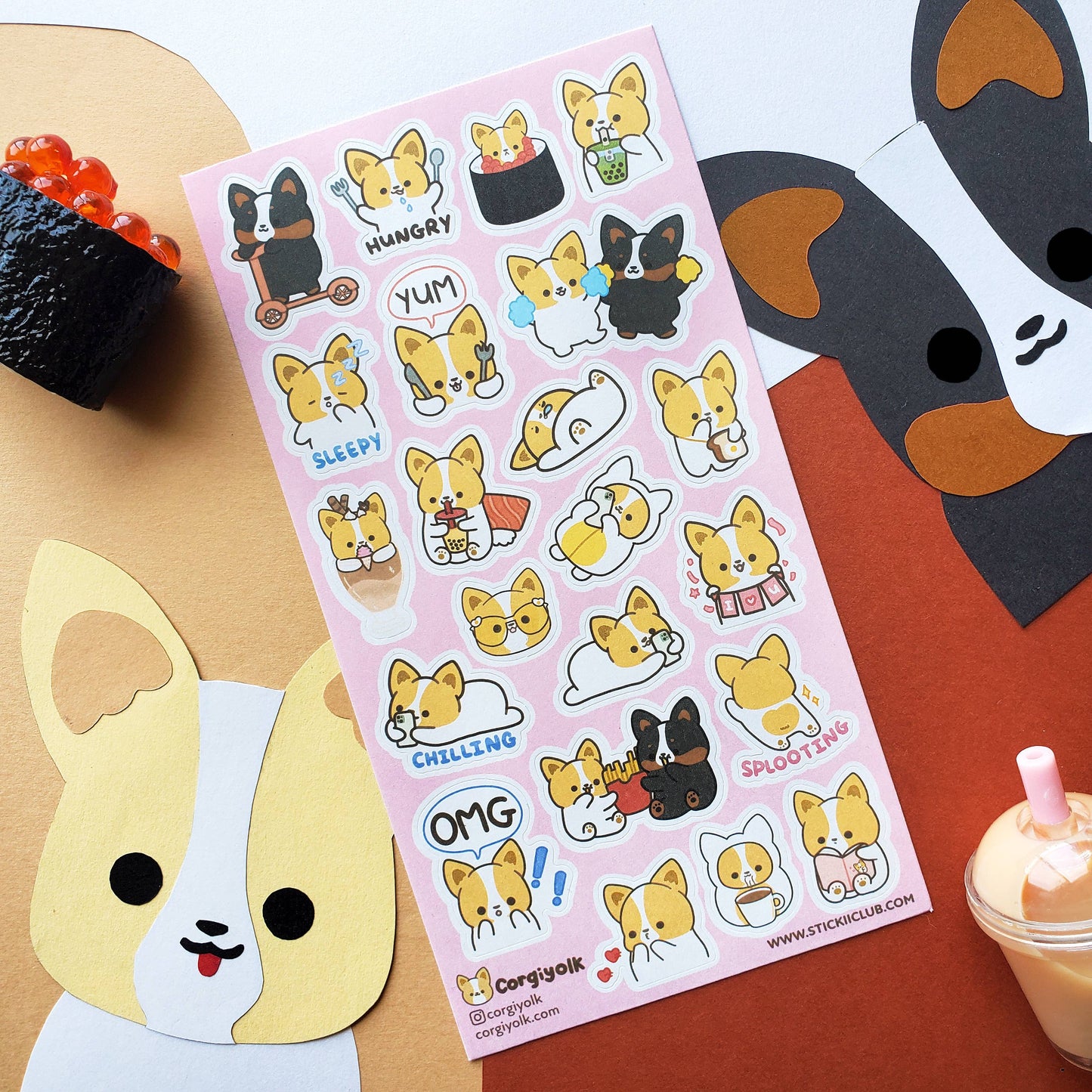 Sticker Sheet; Corgi Cuties