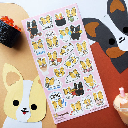 Sticker Sheet; Corgi Cuties