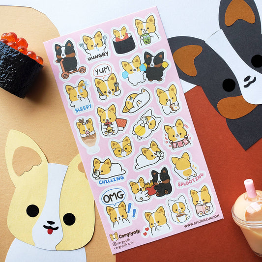 Sticker Sheet; Corgi Cuties
