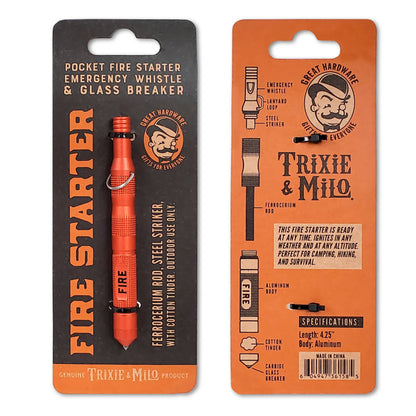 Pocket Fire Starter with Whistle; Lucky Jack Emergency Fire Starter