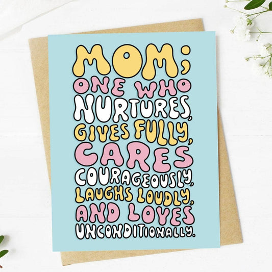 Greeting Card; Mom Definition (Retro Lettering)