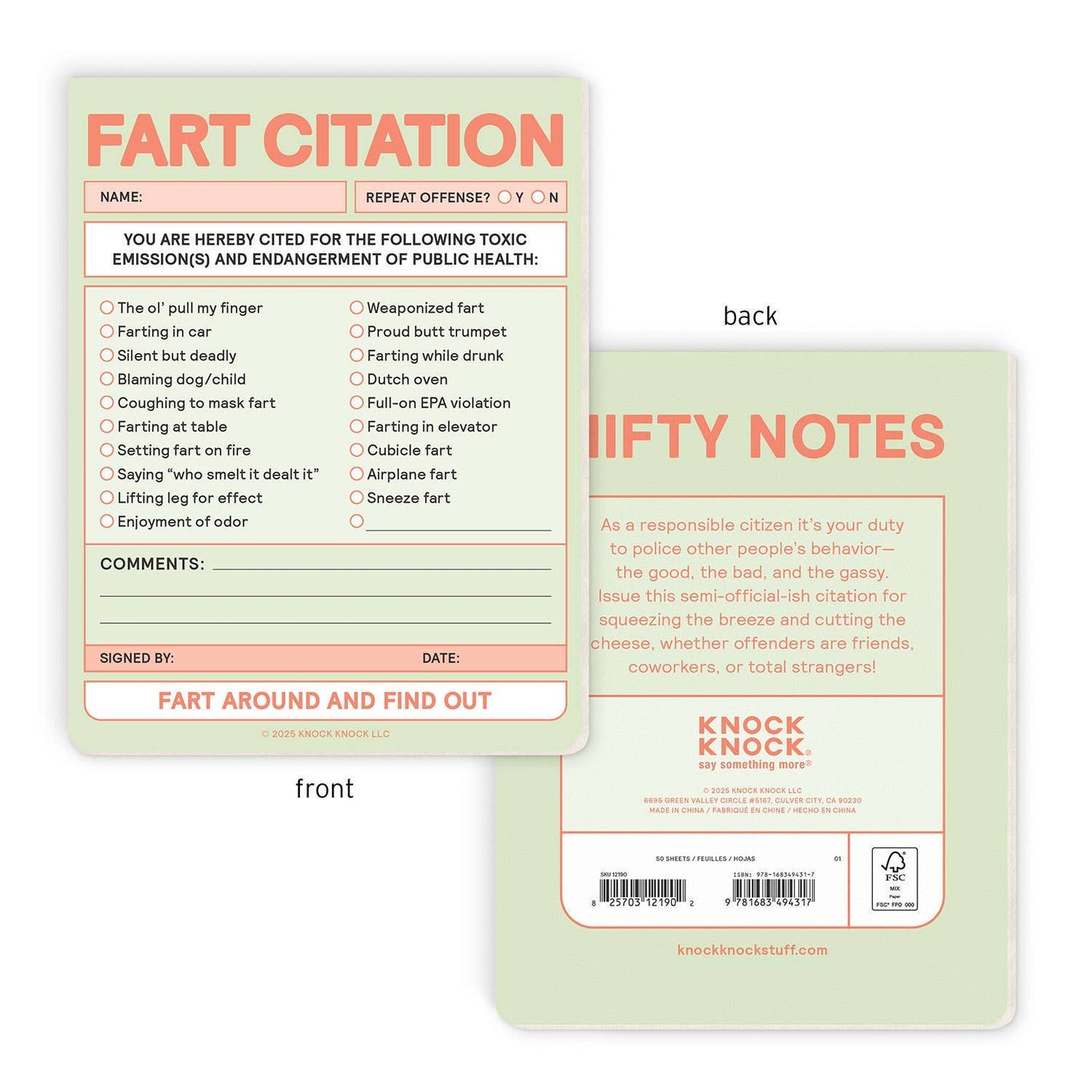 Nifty Note; Fart Citation