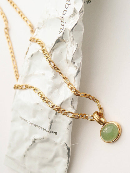 Necklace; Winslow Green Stone Pendant Chain (Non-Tarnish)