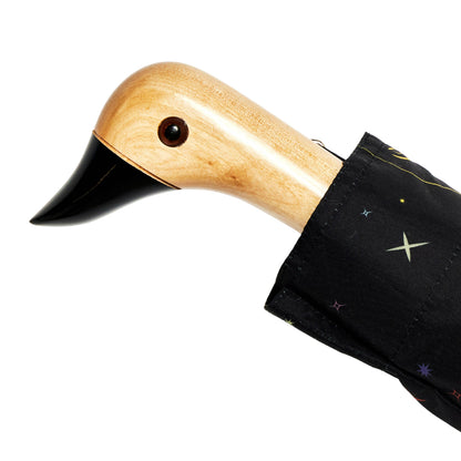 Original Duckhead Compact Umbrella; Zodiac Signs (Black, Eco-Friendly, Upcycled)