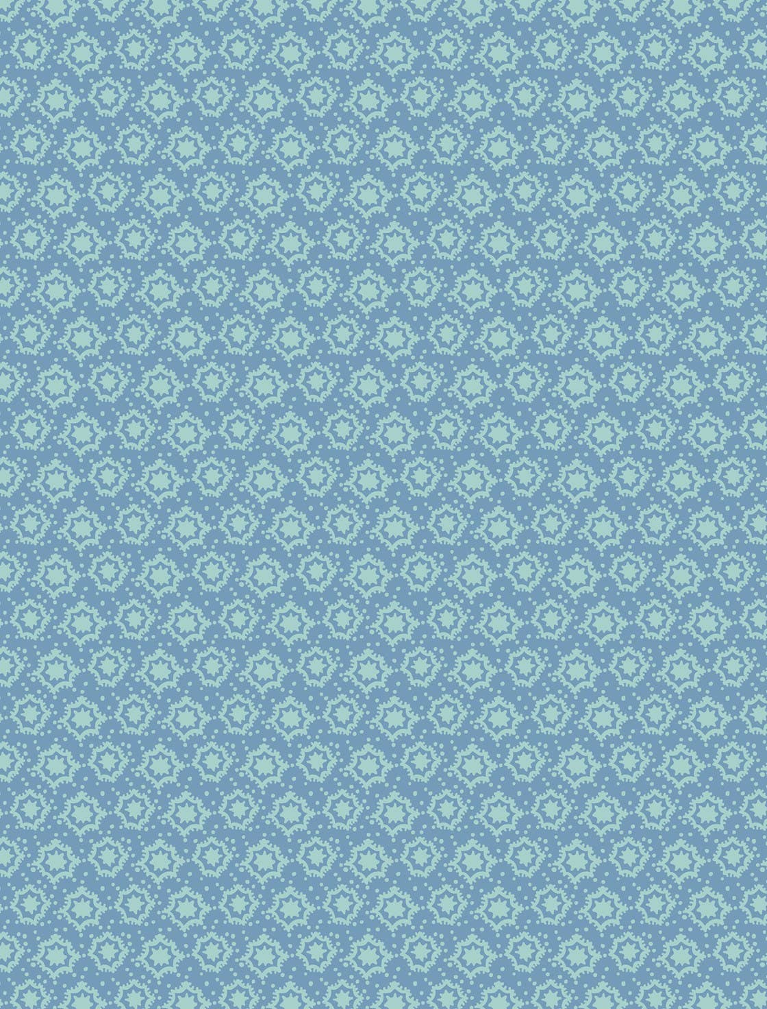 Helmsie wrapping paper sheet with star medallion pattern — repeating outlined star and geometric medallion designs on a blue background

