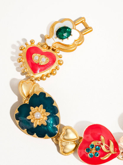 Bracelet; Elysian 18K Gold Boho Baroque Heart