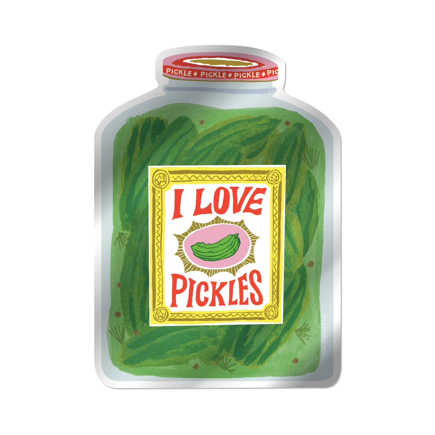 Vinyl Sticker; I Love Pickles