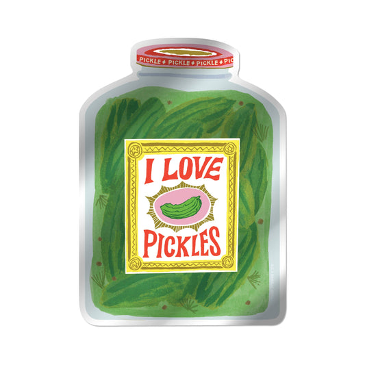 Vinyl Sticker; I Love Pickles